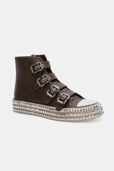Beast Fashion Multi-Buckle Straps Studded Platform Sneakers OutfitFlow
