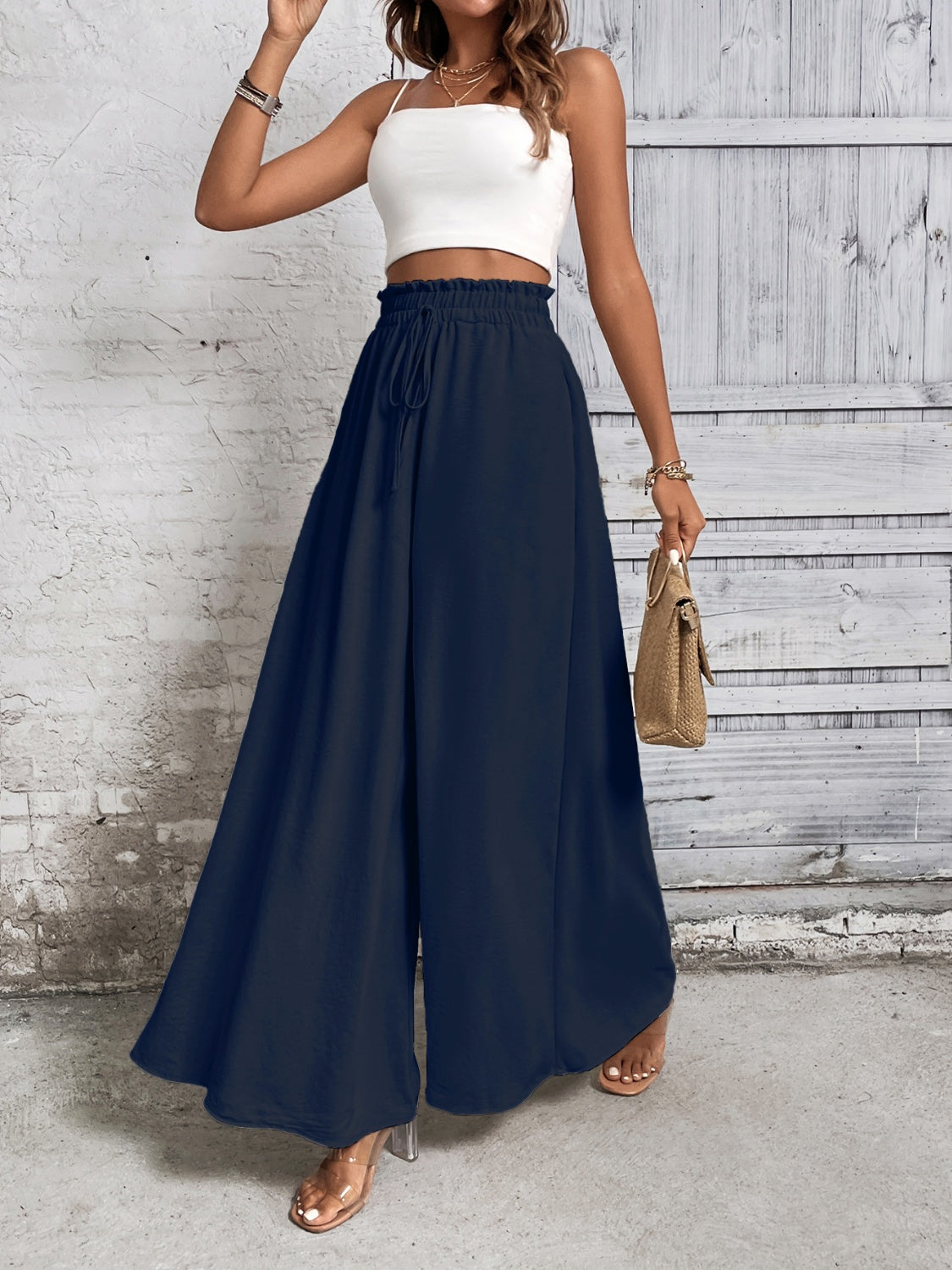 Outfit Flow - Honey Tied High Waist Wide Leg Pants