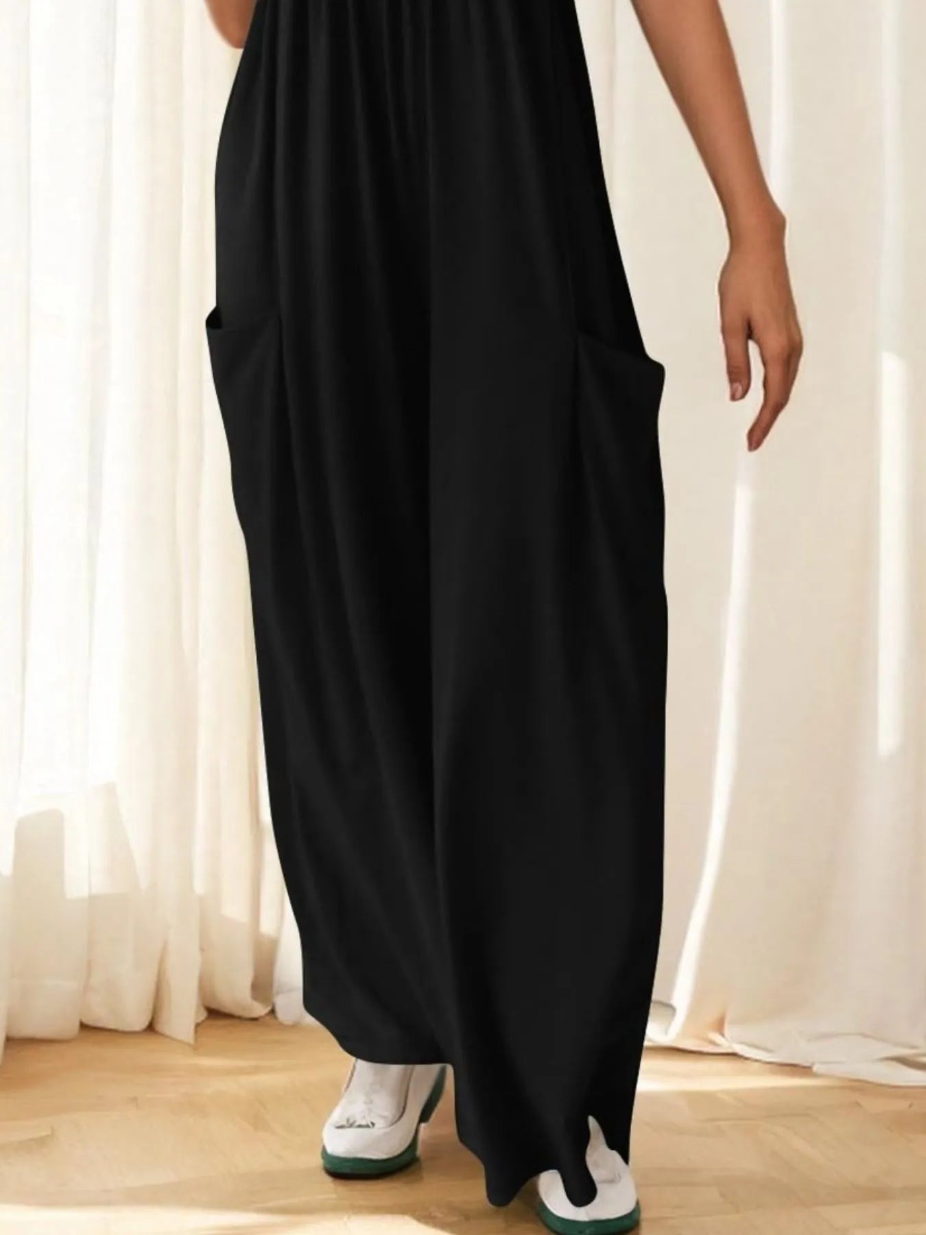 Spaghetti Strap Wide Leg Jumpsuit OutfitFlow