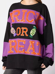Halloween Trick Or Treat Sequin Sweatshirt OutfitFlow