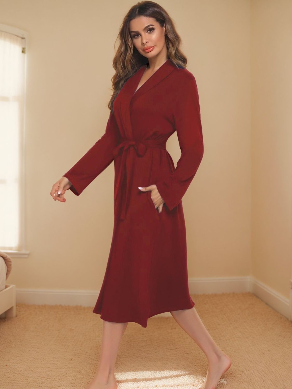 Tied Lounge Nightgown with Pockets OutfitFlow