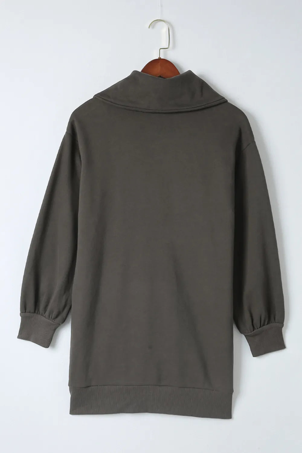 Half Zip Dropped Shoulder Mini Sweatshirt Dress OutfitFlow
