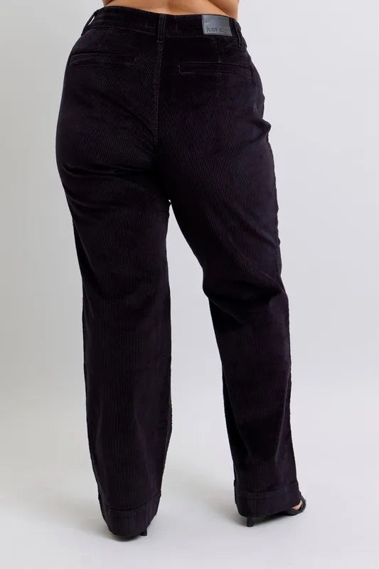 Judy Blue Full Size High Waist Corduroy Trouser Wide Plus Size OutfitFlow