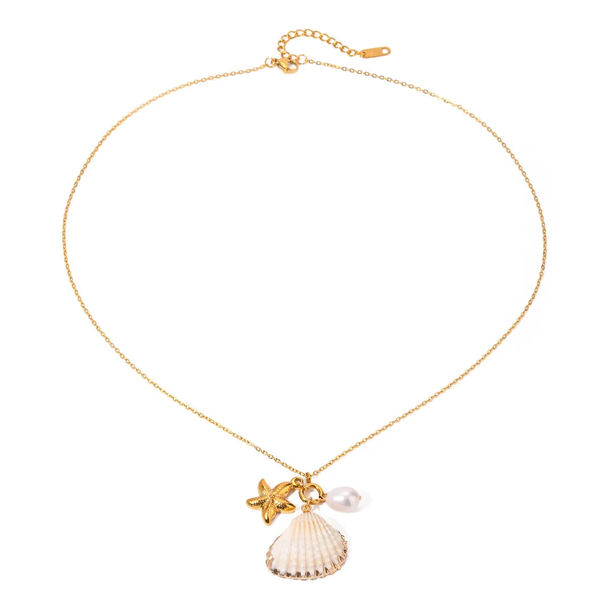 18K Gold-Plated Synthetic Pearl Shell Necklace OutfitFlow