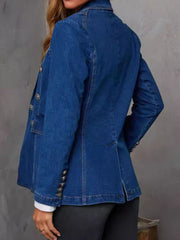 Outfit Flow - Collared Neck Long Sleeve Denim Jacket