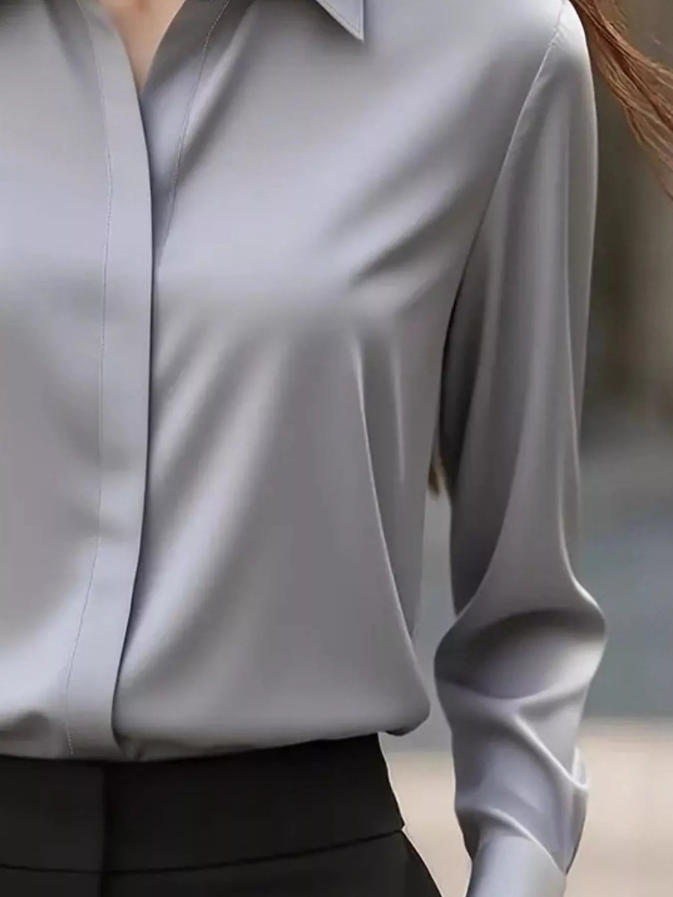 Button Down Collared Neck Long Sleeve Shirt OutfitFlow