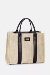 David Jones Square Woven Tote Handbag Black One Size Trendsi
