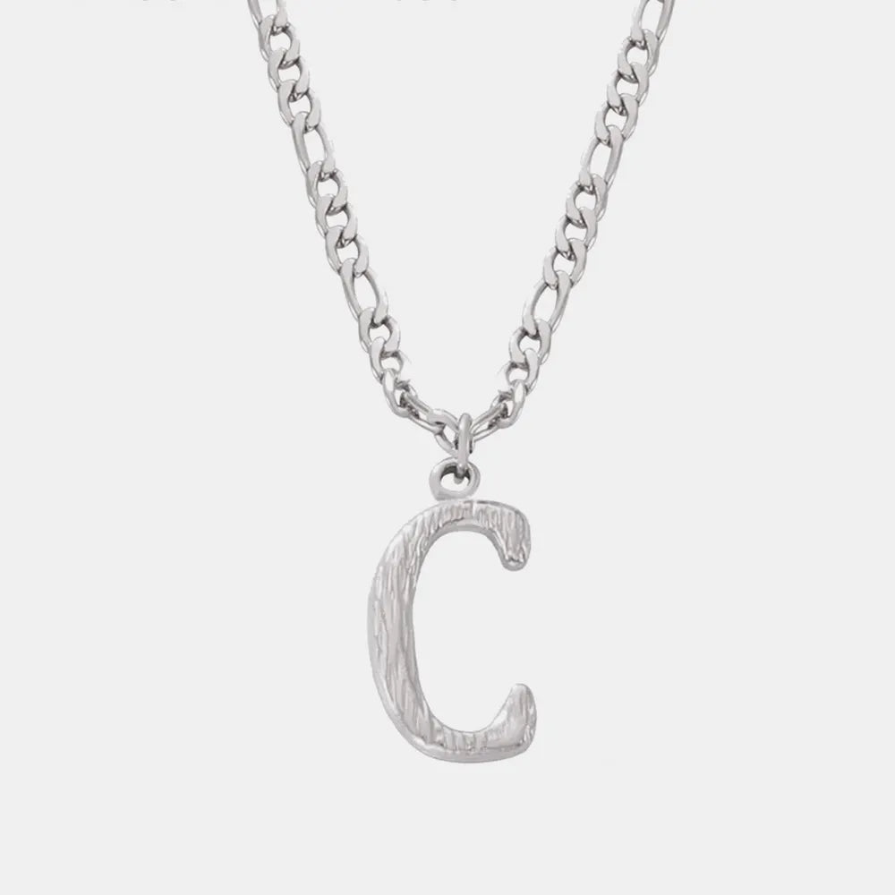 Titanium Steel Letter Pendant Necklace Style C One Size OutfitFlow