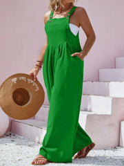 Plus Size Square Neck Wide Leg Overalls OutfitFlow