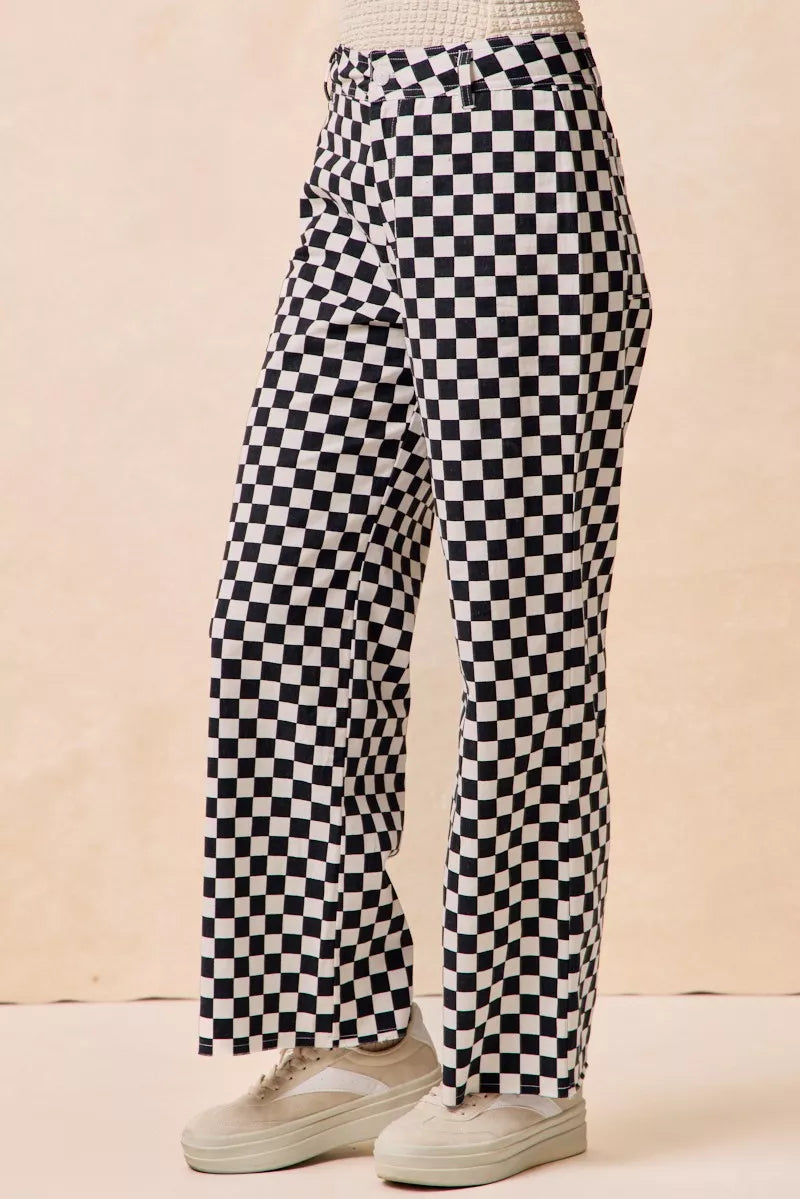 BiBi Gameday Theme Checkered Printed Pants OutfitFlow