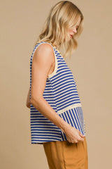 Outfit Flow - Umgee Round Neck Texture Striped Tank