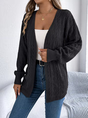 Openwork Open Front Long Sleeve Cardigan OutfitFlow