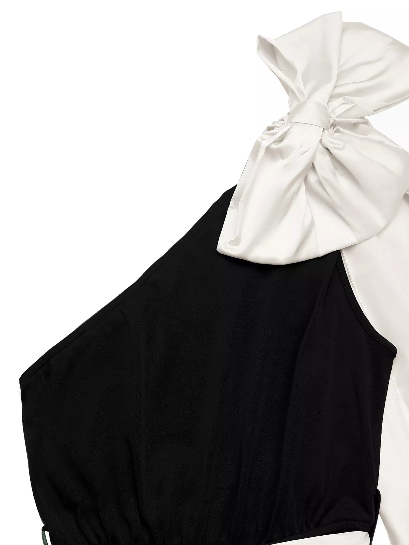One-Shoulder Bowknot Wide Leg Jumpsuit OutfitFlow