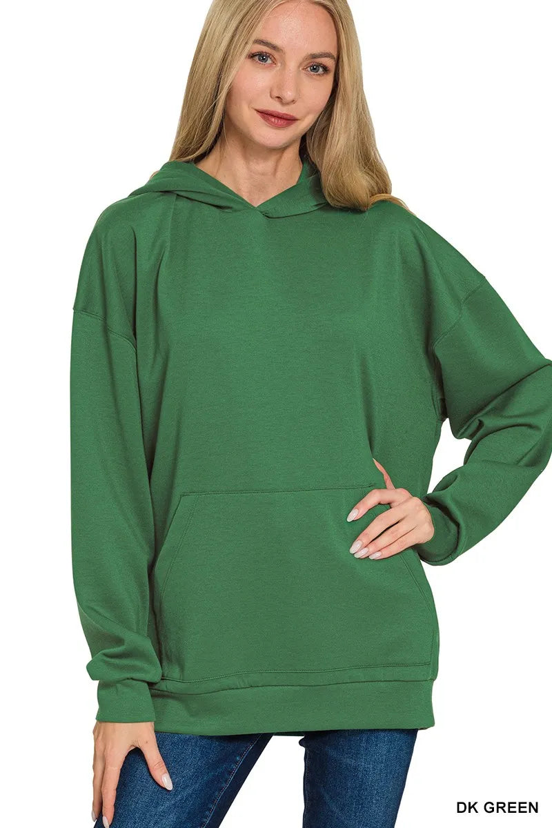 Zenana Oversized Scuba Hoodie with Kangaroo Pocket OutfitFlow