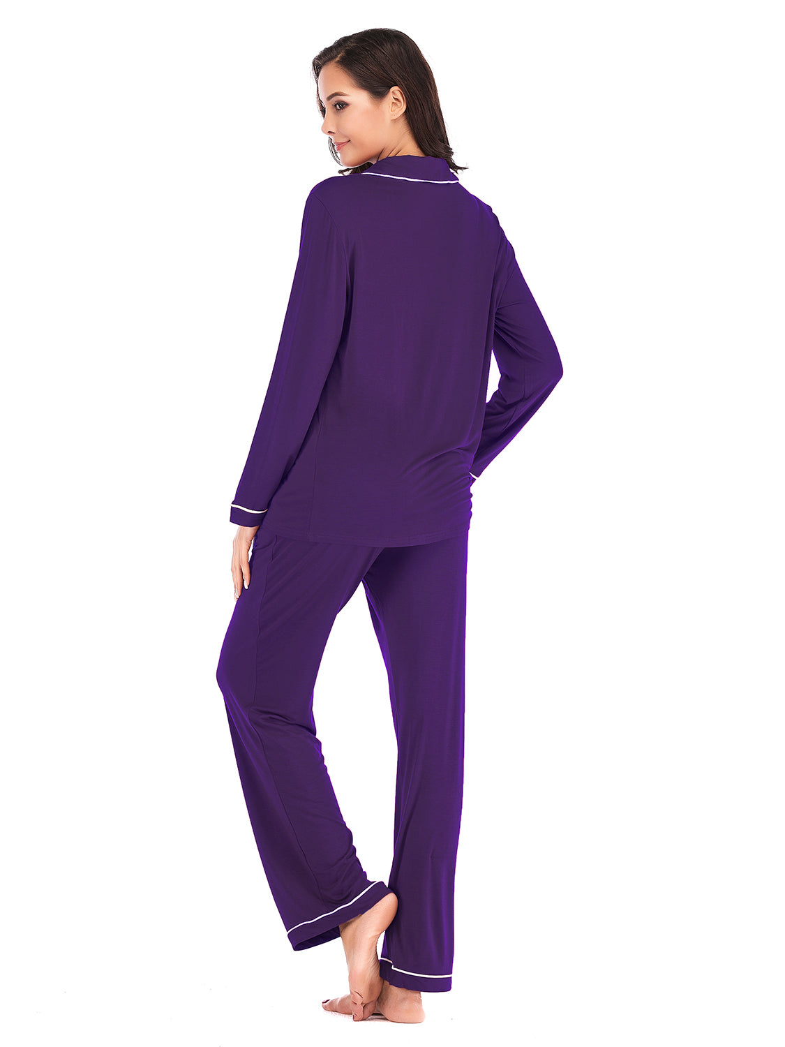 Outfit Flow - Collared Neck Long Sleeve Loungewear Set with Pockets