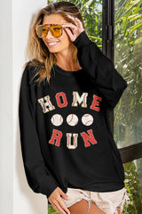 BiBi Baseballs Homerun Patches French Terry Sweatshirt BLACK RED OutfitFlow