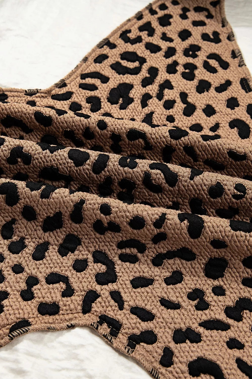 Drawstring Leopard Long Sleeve Hooded Jacket OutfitFlow