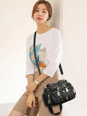Rivet Decor Multifunctional Crossbody Bag Black onesize OutfitFlow