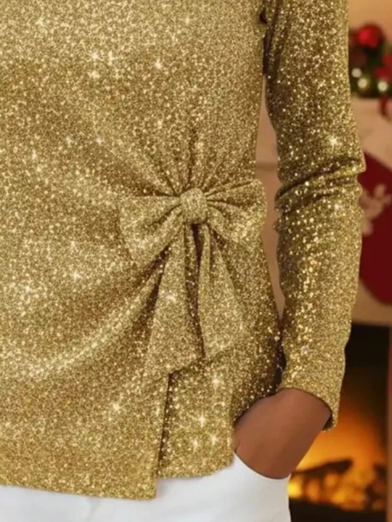 Full Size Sequin Bow-Knot Long Sleeve Top Plus Size OutfitFlow