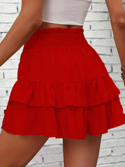 Ruffle Layered High Waist Casual Skort OutfitFlow