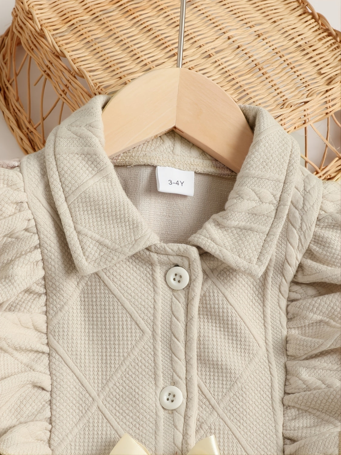 Children's Ruffled Bow Collared Neck Dress OutfitFlow