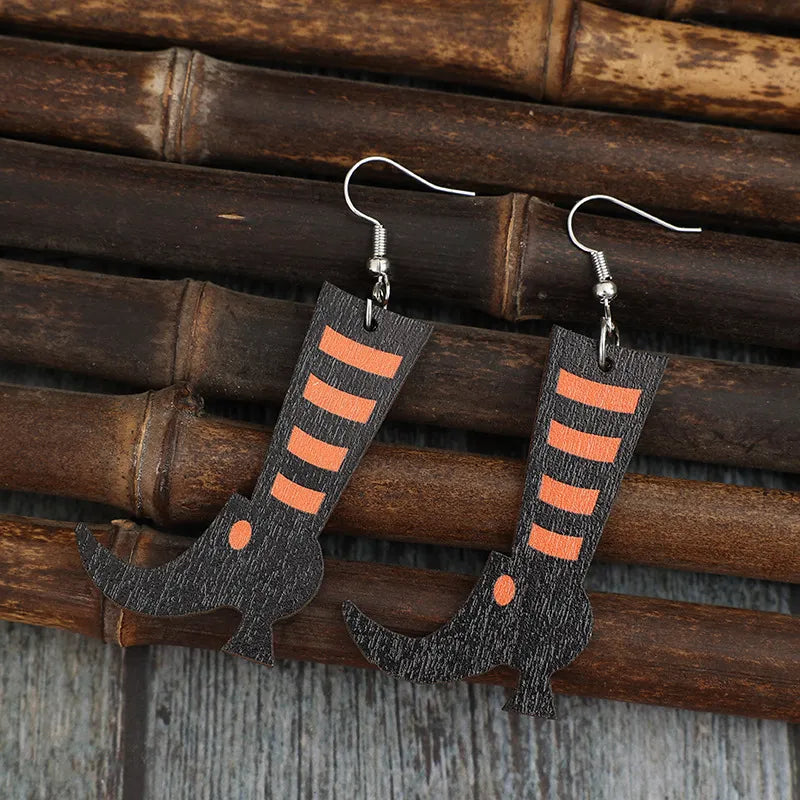 Alloy Wooden Boots Earrings OutfitFlow
