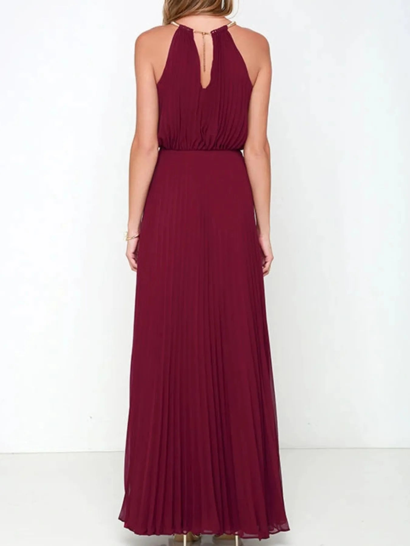 Pleated Sleeveless Maxi Tank Dress OutfitFlow
