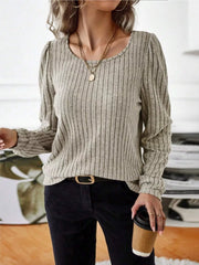 Ribbed Knit Long Sleeve T-Shirt OutfitFlow