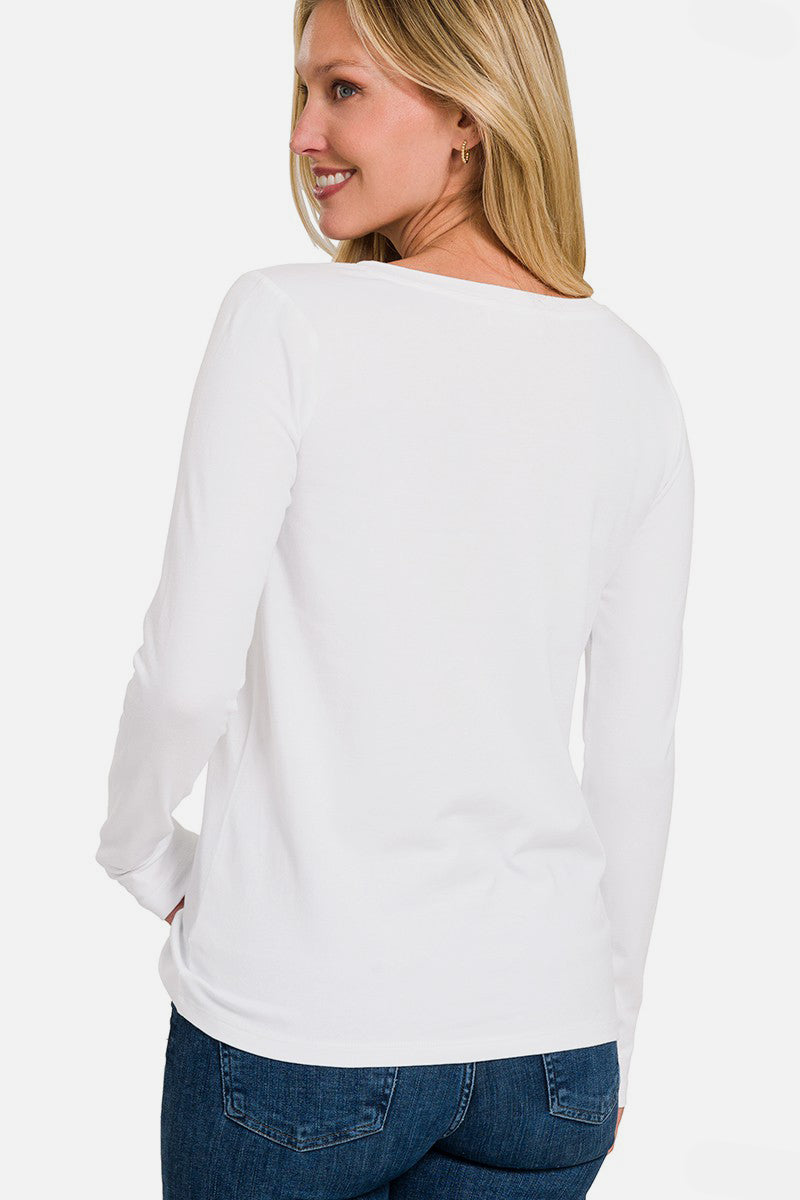 Outfit Flow - Zenana Full Size V-Neck Long Sleeve T-Shirt