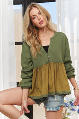 ADORA Mineral Washed Babydoll Tunic Top OutfitFlow