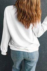 THANKS Round Neck Long Sleeve Sweatshirt