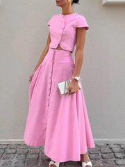 Short Sleeve Top and Skirt set OutfitFlow
