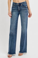 RISEN Full Size Tummy Control High Rise Long Straight Jeans Plus Size OutfitFlow
