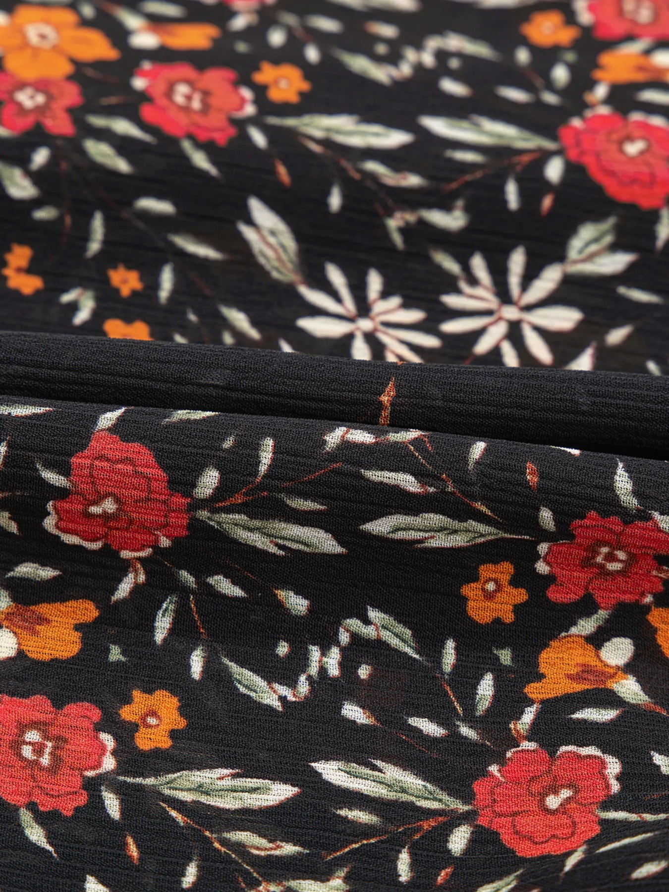 Floral Print Lantern Sleeve Loose Shirt OutfitFlow