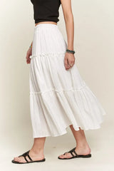ADORA Rhinestone Accent Tiered Skirt OutfitFlow