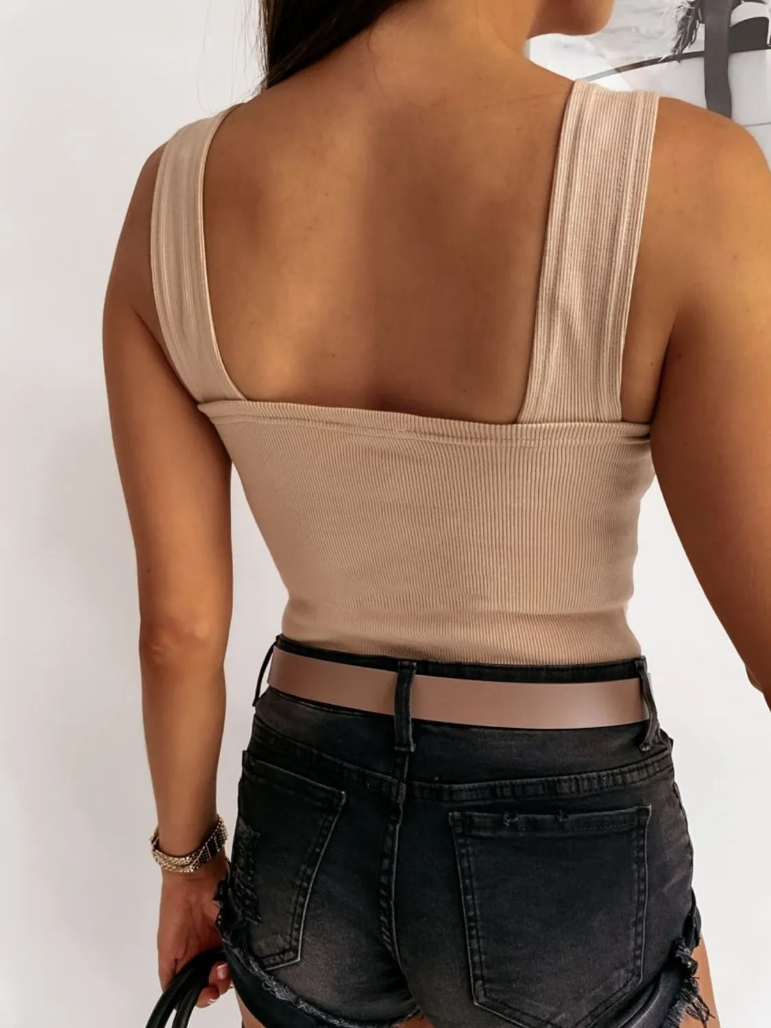 Square Neck Wide Strap Tank OutfitFlow
