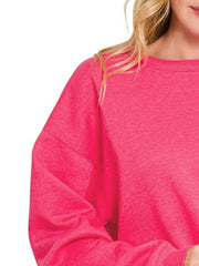 Zenana Fleece Crewneck Long Sleeve Sweatshirt OutfitFlow