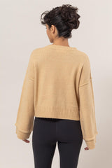 Outfit Flow - HYFVE Round Neck Dropped Shoulder Ribbed Sweater