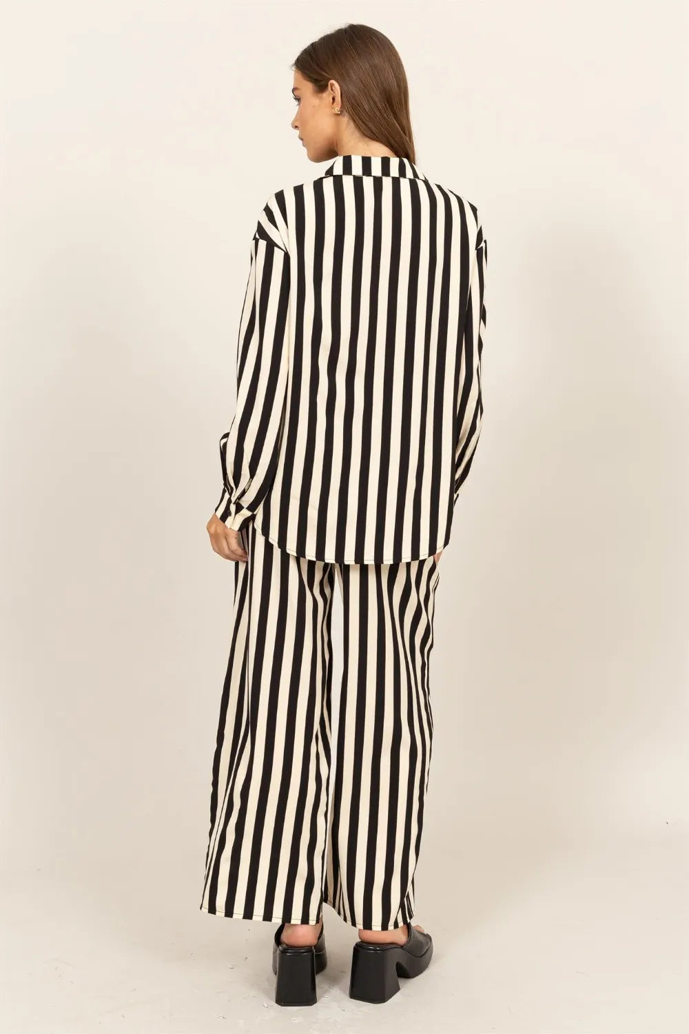 HYFVE Striped Button Up Shirt and Pants Set OutfitFlow
