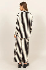 HYFVE Striped Button Up Shirt and Pants Set OutfitFlow