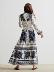 Floral Print Long Sleeve Maxi Dress OutfitFlow