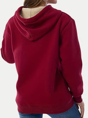 Drawstring Long Sleeve Hoodie with Kangaroo Pocket OutfitFlow