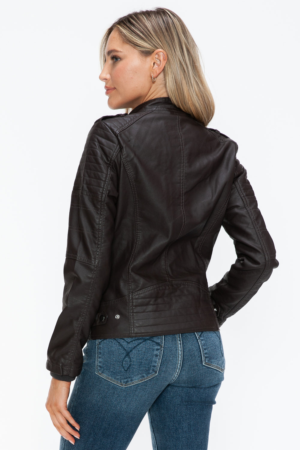 Outfit Flow - Snobbish PU Leather Biker Jacket with Side Zip Pockets