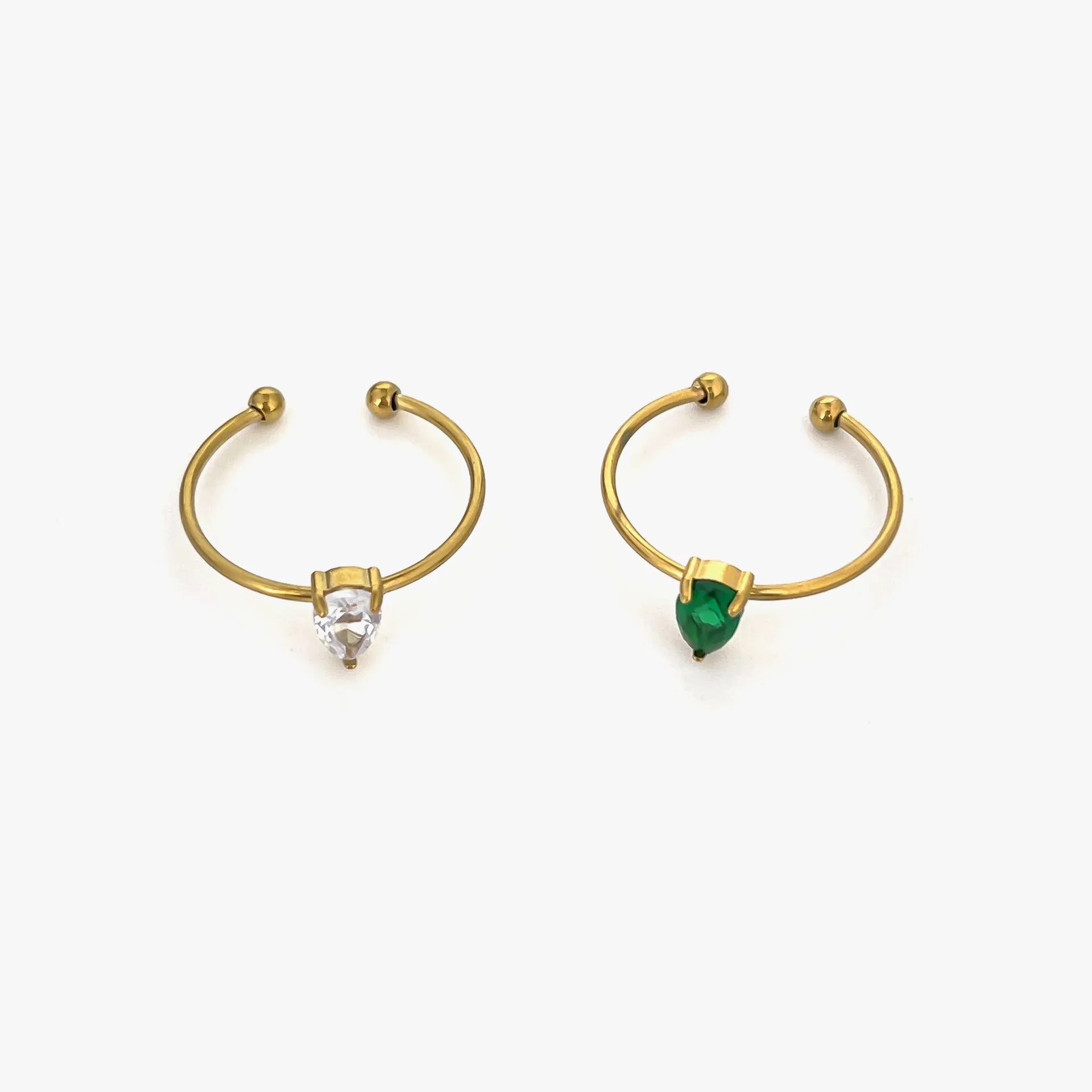 2-Piece 18K Gold-Plated Inlaid Zircon Open Ring OutfitFlow