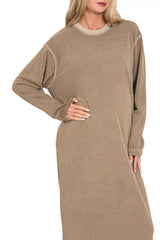 Zenana Soft Fleece Pigment Dye Sweatshirts Dress OutfitFlow