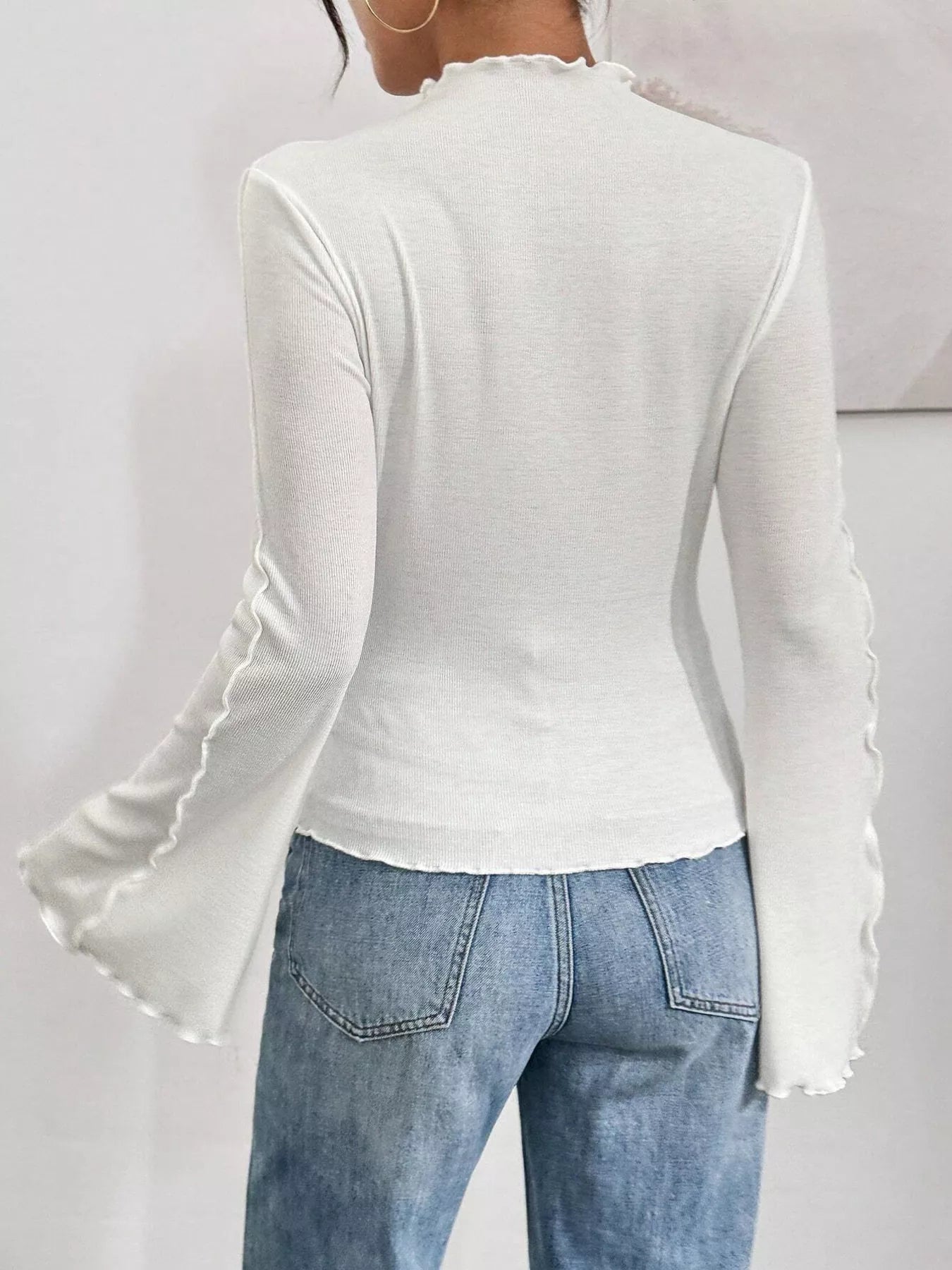 Lettuce Edge Flare Sleeve Top OutfitFlow