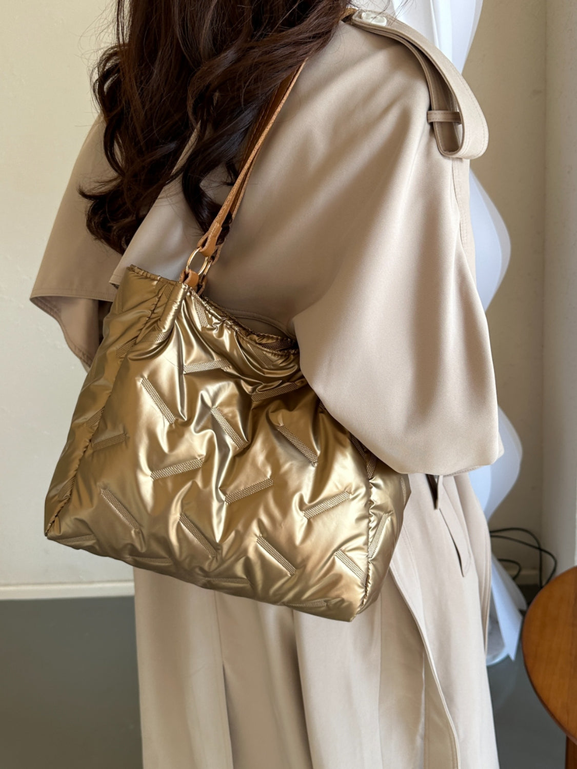 Outfit Flow - Textured Polyester Shoulder Bag