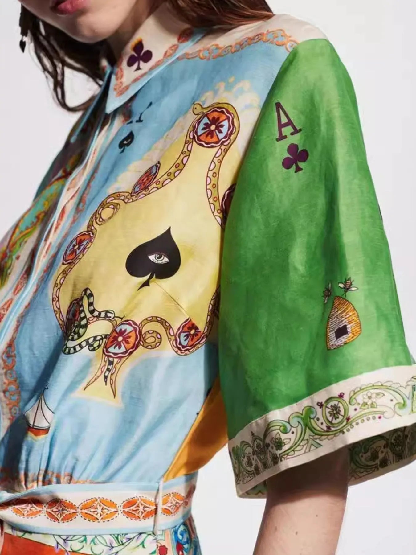 Printed Tie Waist Shirt Dress OutfitFlow