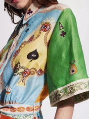 Printed Tie Waist Shirt Dress OutfitFlow