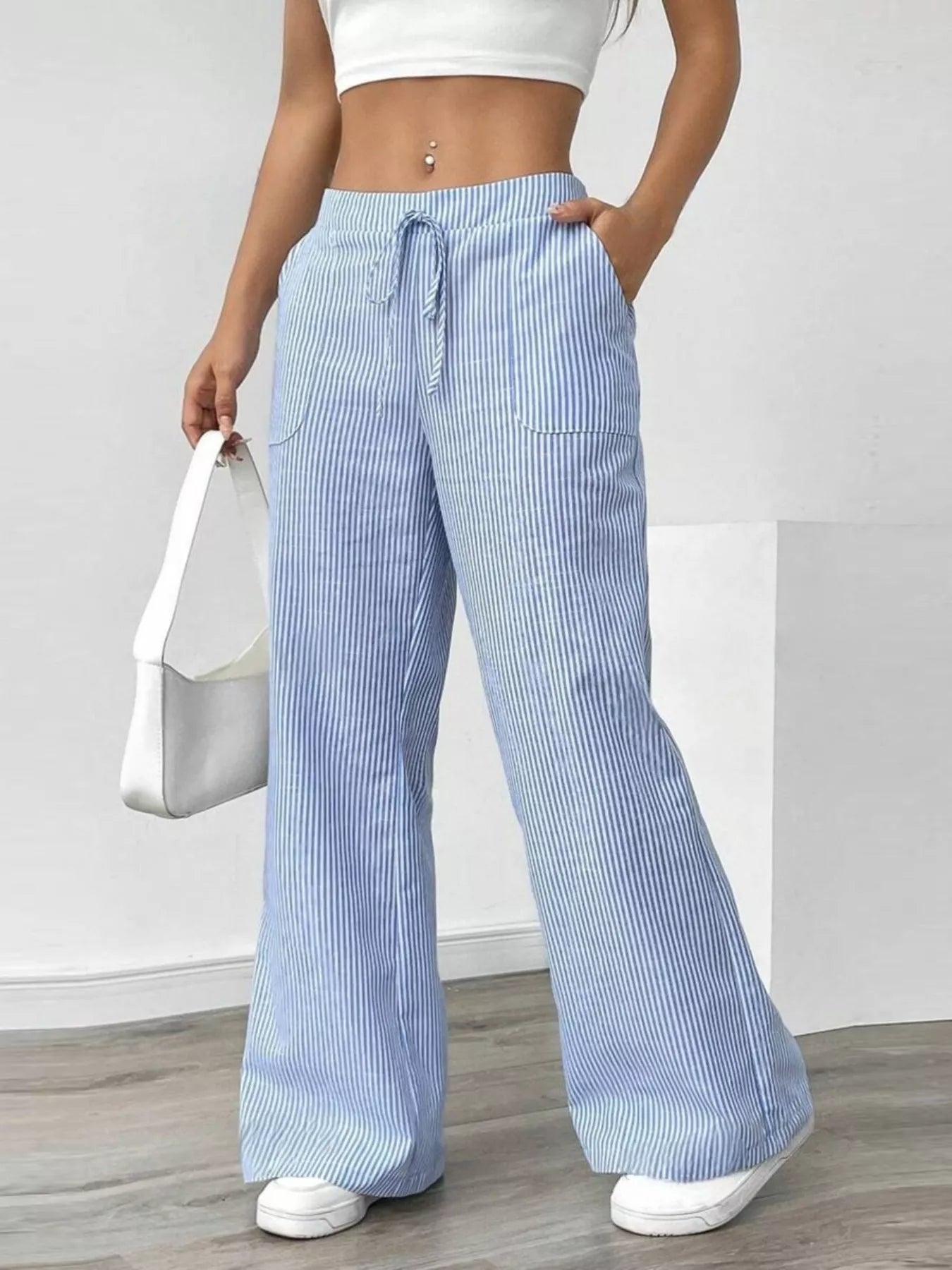 Striped Wide Leg Pants OutfitFlow